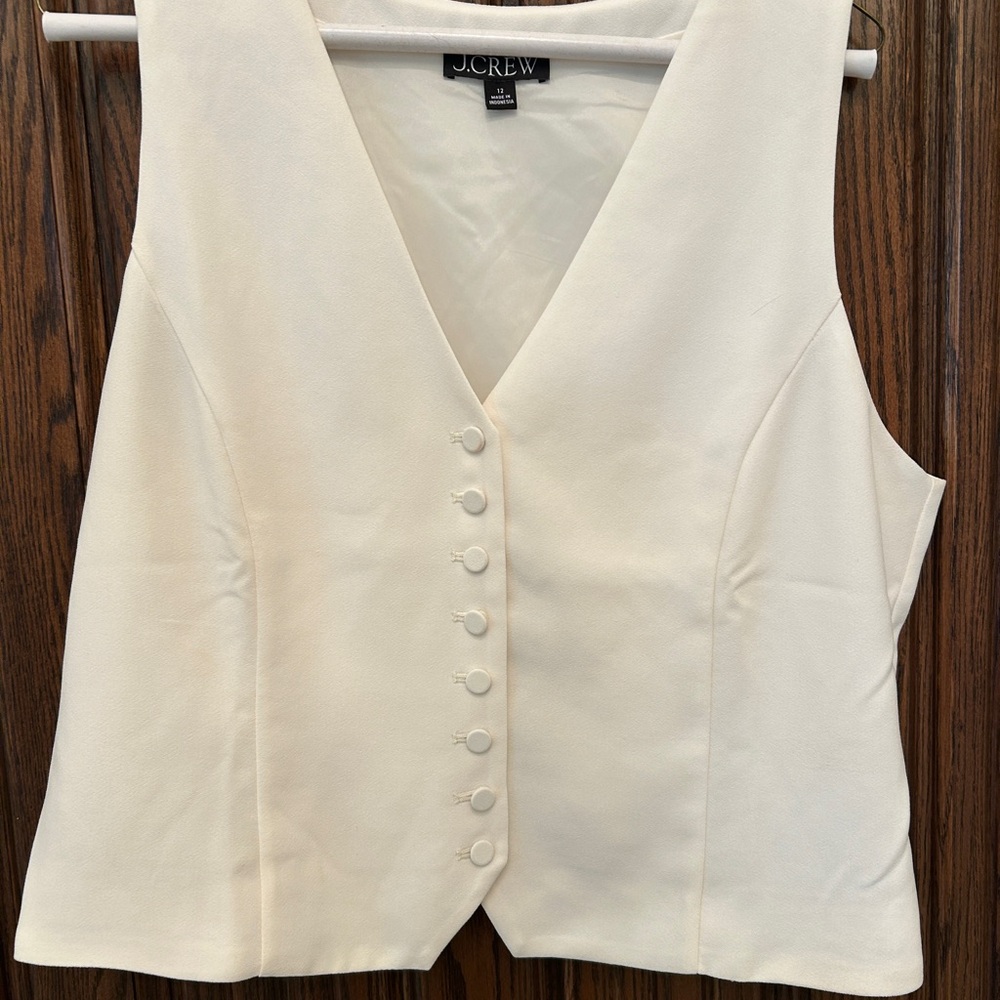 J. Crew Ivory Sleeveless Vest Sz 12